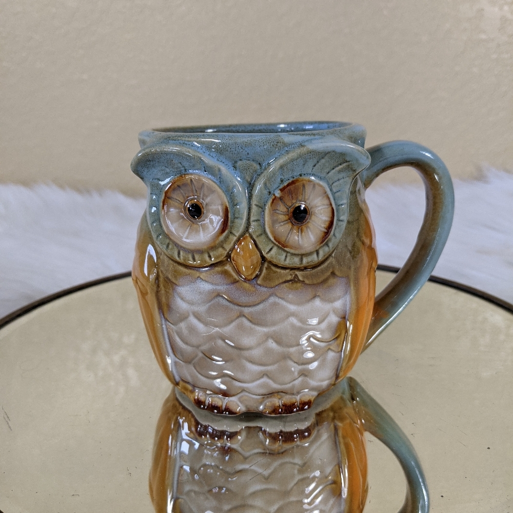Ceramic Owl Bird Coffee Mug Cup Color Fade Boho Chic